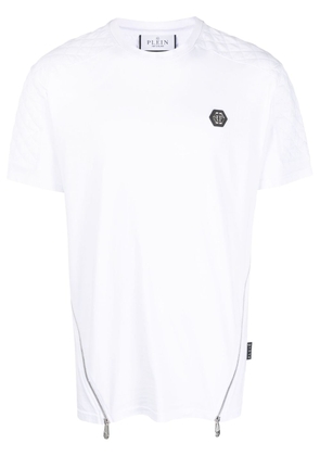 Philipp Plein logo-patch zip-detailing T-shirt - White