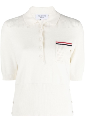 Thom Browne RWB-stripe polo shirt - White