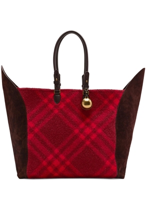 Burberry large Shield checked panelled tote bag - Red