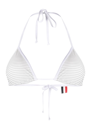 Thom Browne logo-patch bikini top - Grey