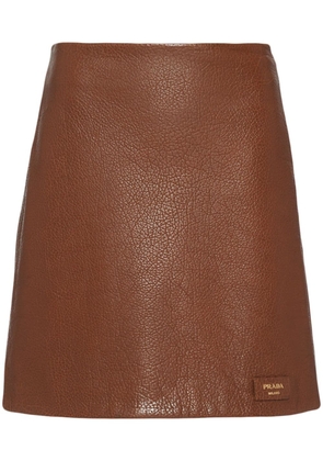 Prada A-line leather skirt - Brown