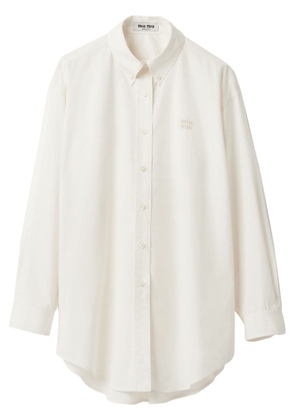 Miu Miu embroidered-logo cotton shirt - Neutrals
