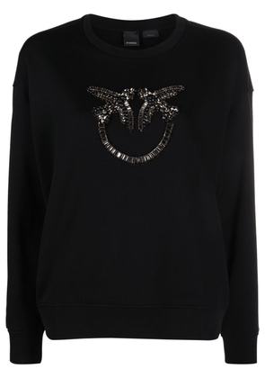 PINKO crystal-embellished Love Bird cotton sweatshirt - Black