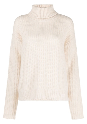 Gucci logo-embroidered knitted roll-neck jumper - Neutrals