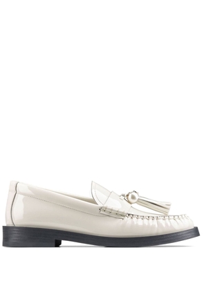 Jimmy Choo Addie pearl-embellished leather loafers - White