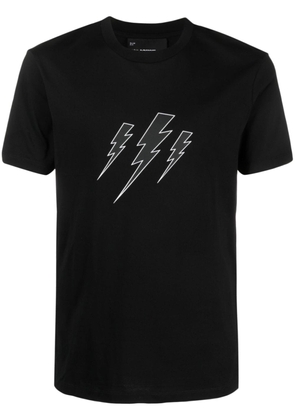 Neil Barrett Thunderbolt-embroidered cotton T-shirt - Black