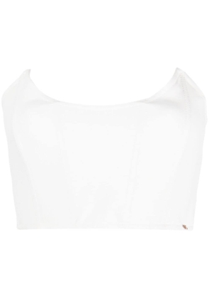NISSA cropped zip-fastening corset top - White