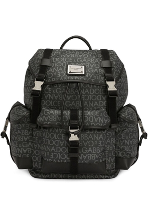 Dolce & Gabbana logo jacquard buckled backpack - Black