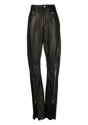 Rick Owens zip-up leather tapered trousers - Black