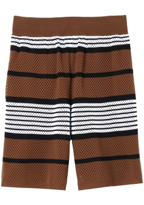 Burberry perforated striped bermuda shorts - Brown