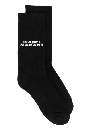 ISABEL MARANT logo-intarsia knitted socks - Black