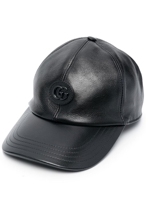 Gucci Double G leather baseball hat - Black