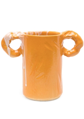 NIKO JUNE Studio paint-splatter ceramic vase - Orange