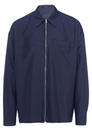 Prada zip-front silk shirt - Blue