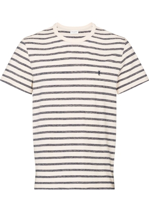 Saint Laurent striped logo T-shirt - Neutrals