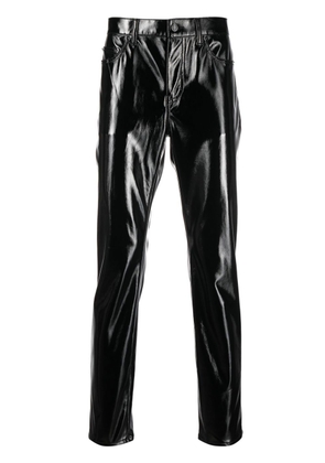 Saint Laurent high-shine slim-cut trousers - Black