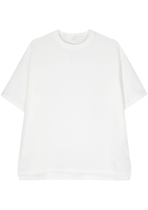 Attachment side-slit round-neck T-shirt - White