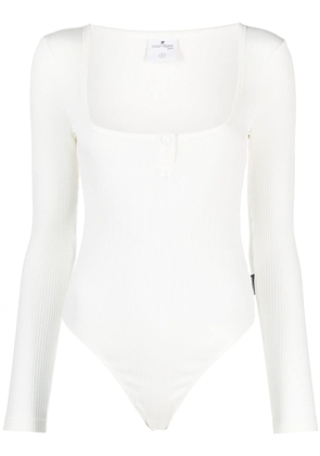 Courrèges logo-patch ribbed cotton bodysuit - White