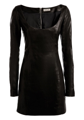 Bally long-sleeve leather mini dress - Black