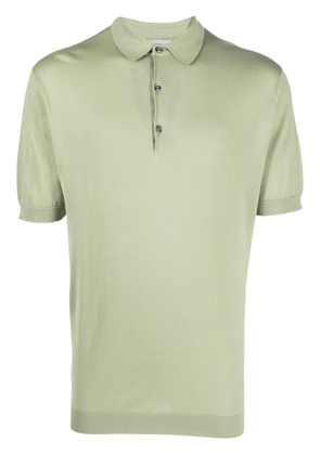 John Smedley fine-knit short-sleeved polo shirt - Green
