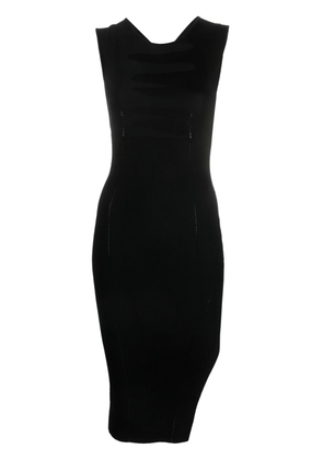 PINKO round-neck asymmetric midi dress - Black