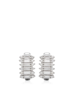 Adina Reyter Stack Baguette J-shaped hoop earrings - Silver