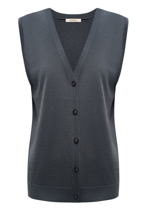 12 STOREEZ V-neck fine-knit vest - Grey