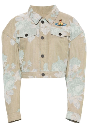 Vivienne Westwood Orb-embroidered denim jacket - Neutrals