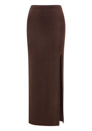 12 STOREEZ lurex-detailed knitted skirt - Brown