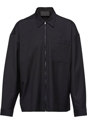 Prada zip-up wool shirt - Black