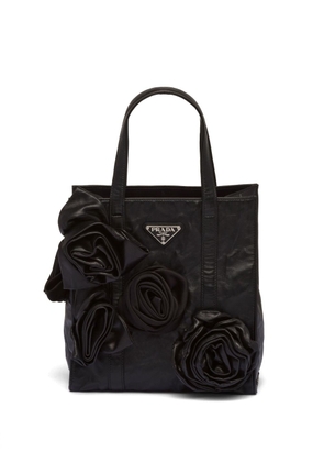 Prada mini floral-appliqué tote bag - Black