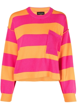 Roberto Collina striped drop-shoulder cotton jumper - Pink