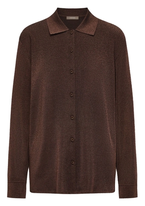 12 STOREEZ lurex-detail button-up shirt - Brown