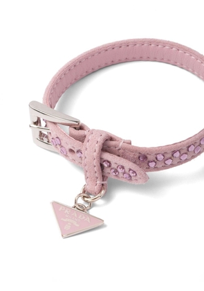 Prada crystal-embellished suede bracelet - Pink