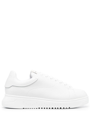 Emporio Armani leather low-top sneakers - White