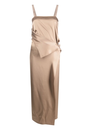 FENDI tie-waist silk maxi dress - Neutrals