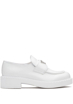 Prada Chocolate brushed leather loafers - White