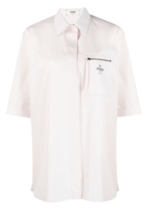 FENDI logo-print cotton shirt - Pink