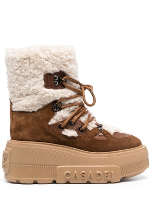 Casadei 75mm fleece ankle boots - Brown