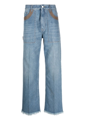 FENDI contrast-detail straigh-leg jeans - Blue