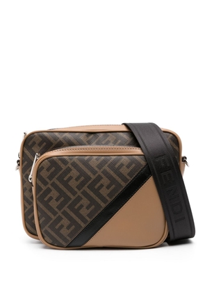 FENDI FF-pattern leather shoulder bag - Brown