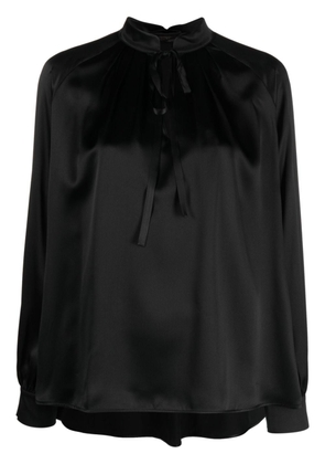 Max Mara self-tie long-sleeve silk blouse - Black
