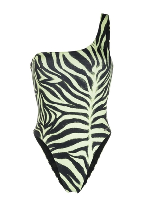 HUGO zebra-print one-shoulder swimsuit - Black