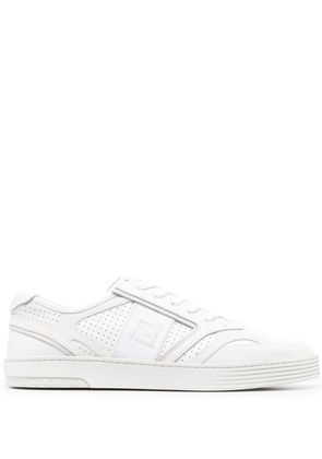 FENDI FF-embroidered lace-up sneakers - White