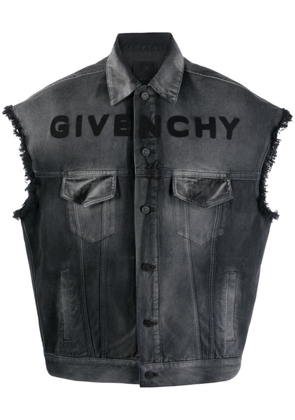 Givenchy logo-print frayed-detail denim vest - Black