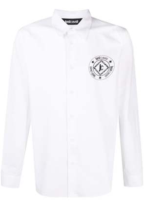 Just Cavalli logo-patch cotton shirt - White
