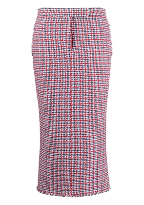 Thom Browne check-pattern tweed midi skirt - White