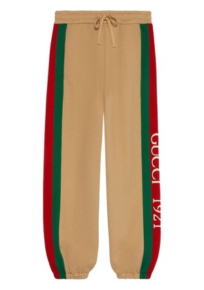 Gucci logo-embroidered cotton track pants - Neutrals