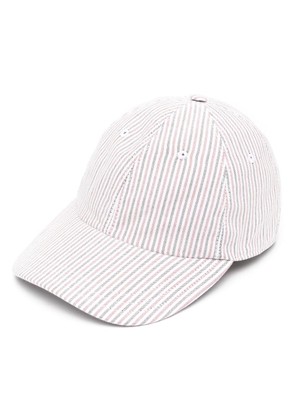 Thom Browne University stripe cap - White