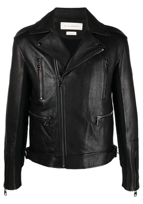 Alexander McQueen leather-trim biker jacket - Black
